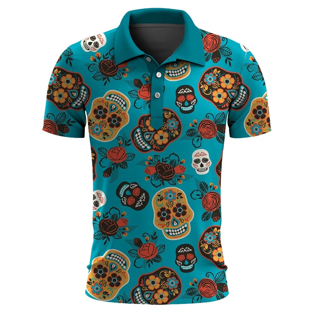 Man Polo T-Shirt Pattern 3D Digital Print Men Short Sleeve Polo Shirt , Men Cool Lapel Polo Shirt , Men Business Polo Shirt