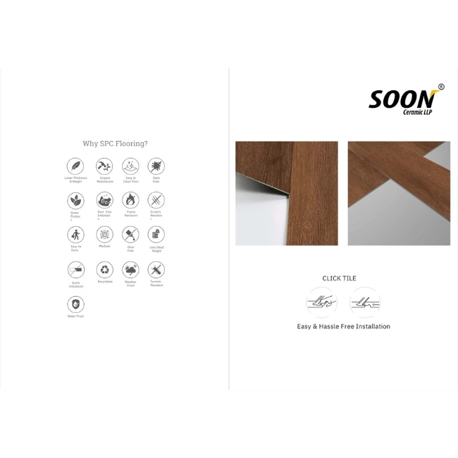 SPC Flooring Waterproof Rigid Core Vinyl Tiles for Kitchen Room and Living Room Decoration from India Export