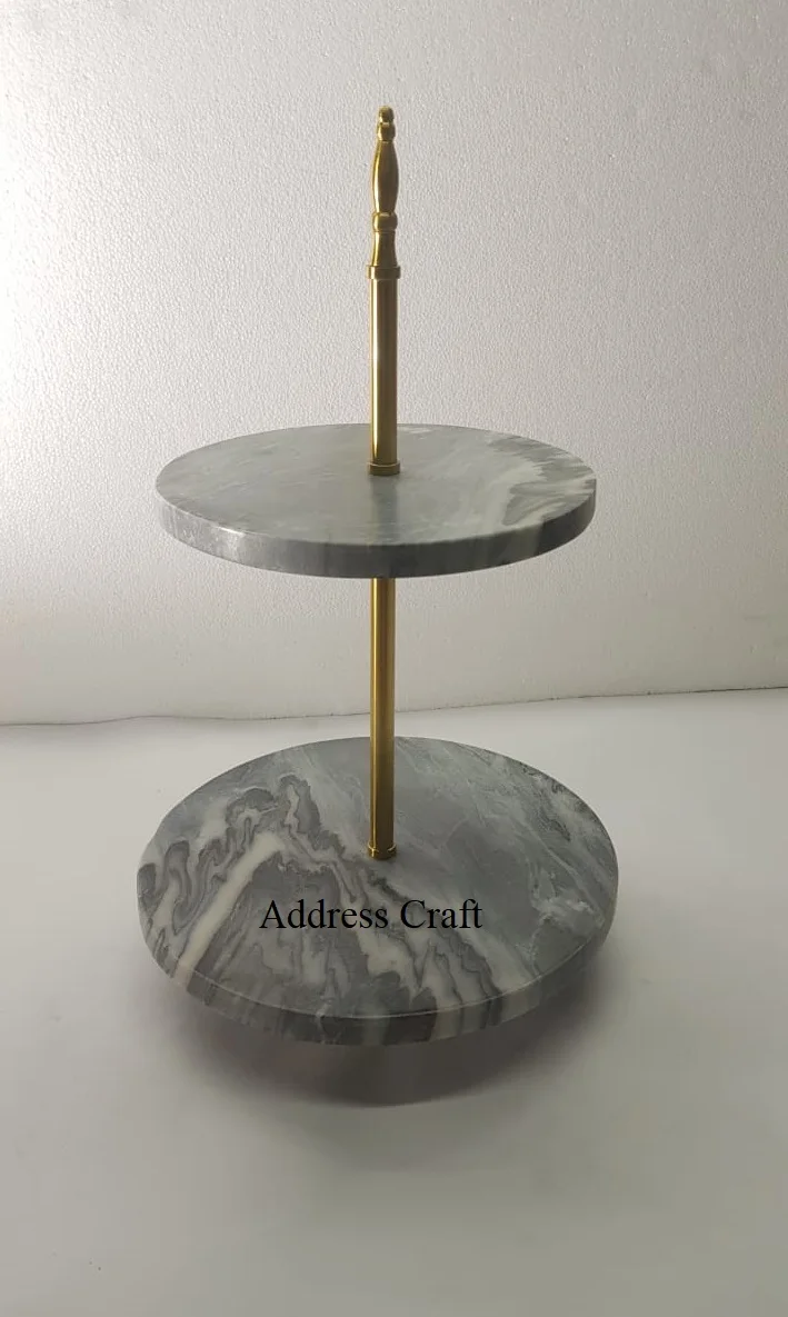 Elegant Design Best Price Cake Stand Marble And Stainless Steel Display Cake Stand For Hotel Restaurant Wedding Birthday Parties