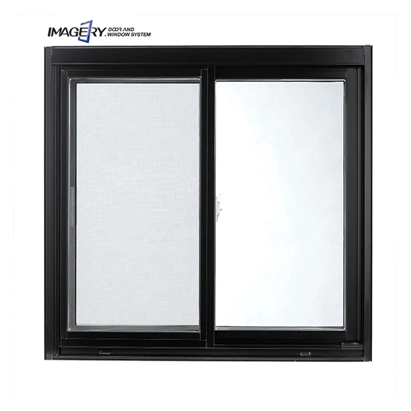 Black removable 2 panel 48/48 thermal break double aluminum sliding windows to the balcony for house