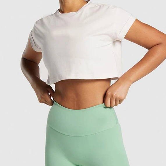 Customize Women Workout Skin Friendly Loose Fit Tee Gym Cropped Fitness Tops Short Sleeve Seamless Athletic Yoga T-Shirts