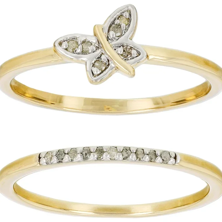 Sterling Silver Round Moissanite Ring Certified Lab Grown Model [Your Model Number] Stackable Rings Set 14K Gold  Rings Set of 2