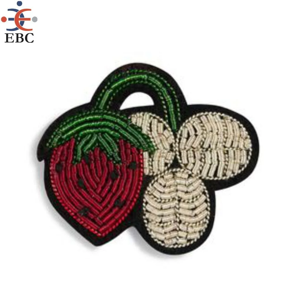 Customised hand embroidery bullion wire brooch badges crests emblem patches fashion badges for jackets scarf purse
