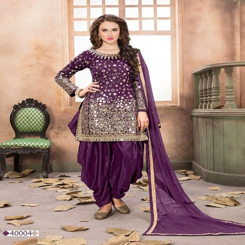 DESIGNER TAFFETA SILK AND EMBROIDERY WITH REAL MIRROR WORK SUITS
