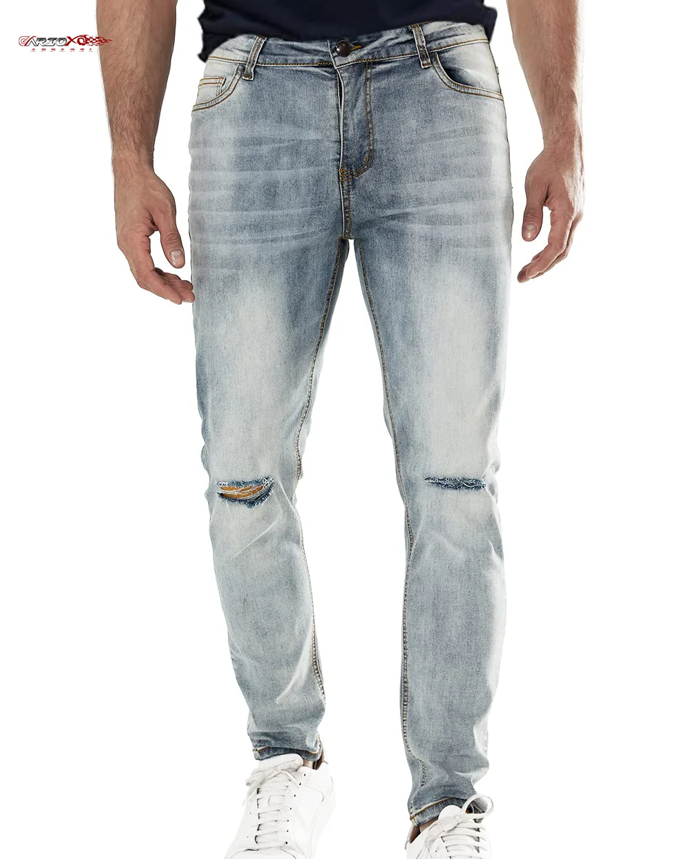 New whole sale WORK OUT custom style denim jeans distressed fashion stacked jeans men  custom logo jeans men trousers