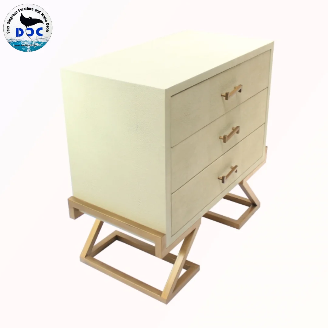 Luxury Modern Style Bedroom Furniture High Quality Faux Shagreen Wooden Nightstands Modern Bedside Table Bedroom from Vietnam