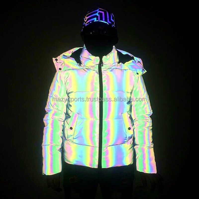 Модная плотная Радужная Светоотражающая куртка с подкладкой женское пузырьковое пальто ожогом для зимы парка капюшоном флуоресцентная верхняя одежда