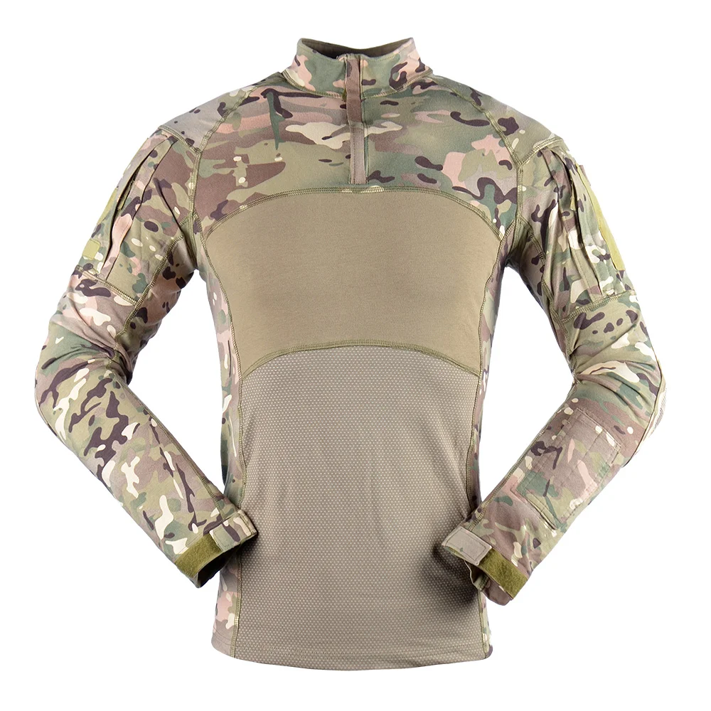 Men Outdoor Tactical T-shirts Sports Casual Shirts Combat Uniforms Hunting Climbing T-shirt Full Sleeve Camouflage PK
