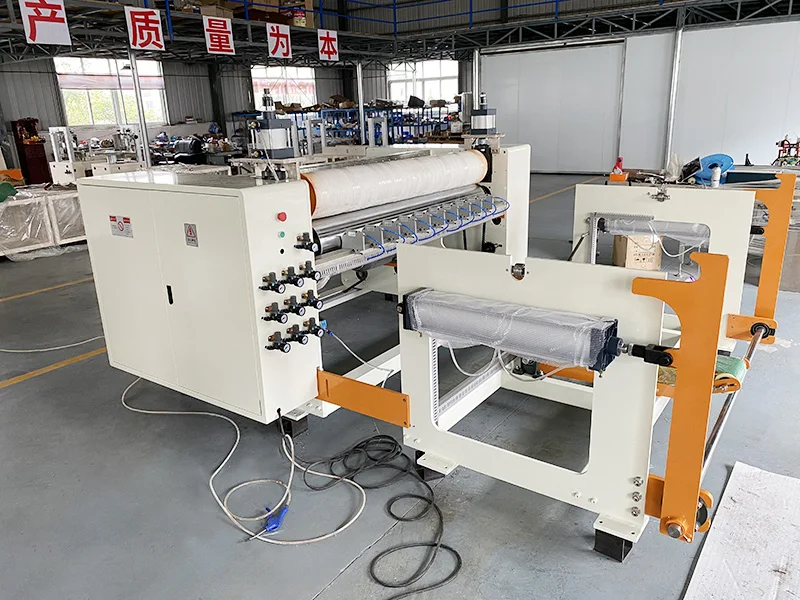 Automatic soft facial tissue paper embossing rewinding tissue rolling paper making machine with band saw