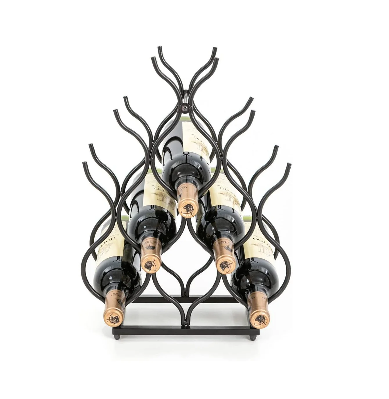 Fancy Design Bar Table Metal Wine Rack Storage Holder Bar Display Stand Decorative 9 Wine Bottles Holder Wholesale Manufacturer