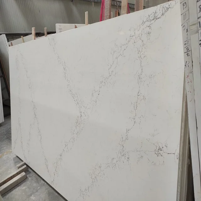 2023 Best selling Quartz Statuario Classic White polished slab for home Flooring and Kitchen wall at Cheapest Price