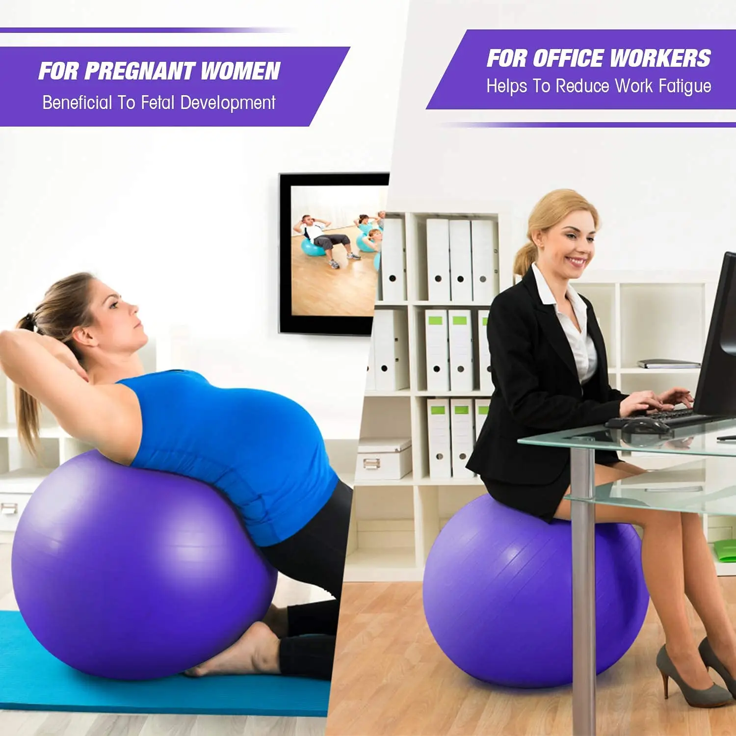 Fitness ball transparent exercise inflatable pvc yoga gym ball