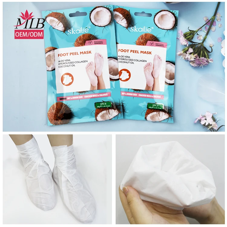 OEM Private Label Organic Removal Calluses Crack Moisturizing Natural Peeling Exfoliating Coconut Foot Peel Mask