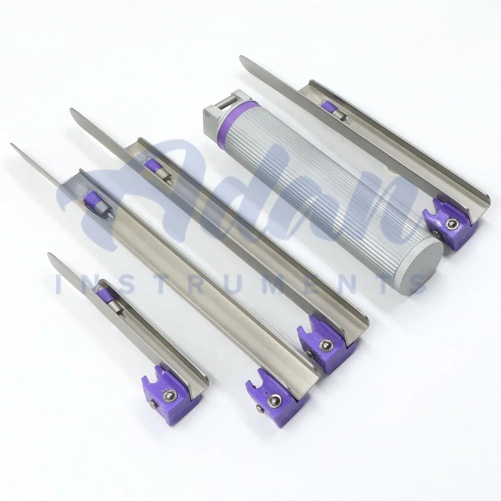 AI- OBS-06 Premium Quality UV LED Disposable Miller Conventional Laryngoscope Set Dual UV LEDs with Aluminum Handle