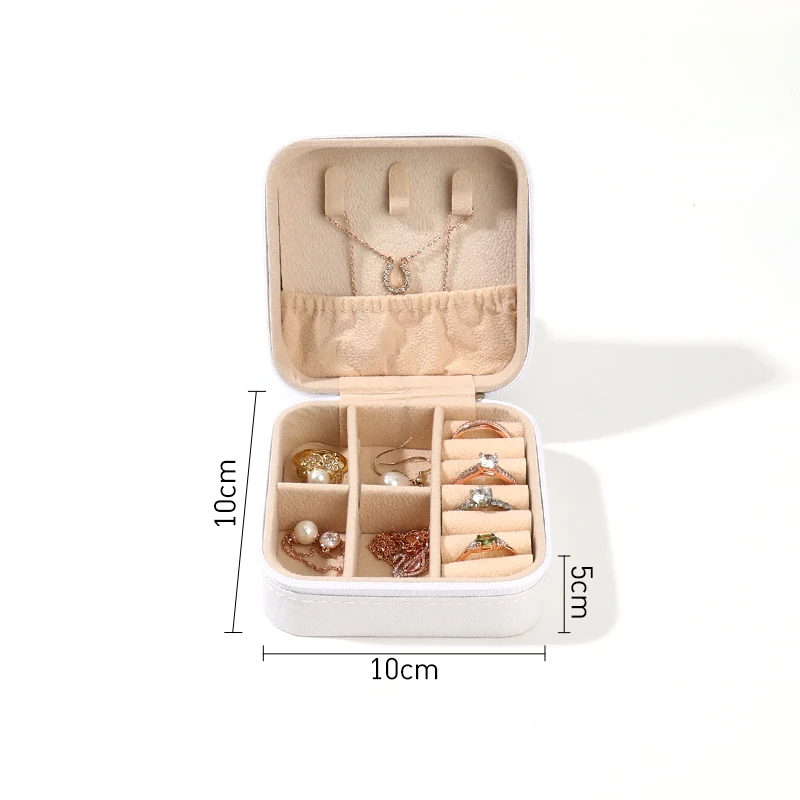 WEIMEI In Stock Customize Logo PU Leather White Jewelry Gift Box Case Zipper Small Jewelry Storage Box