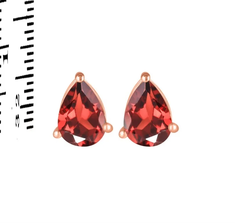 Wholesale Minimalist natural Gemstone Garnet Stone drop earring high quality 925 silver jewlery Indian Manufacturer
