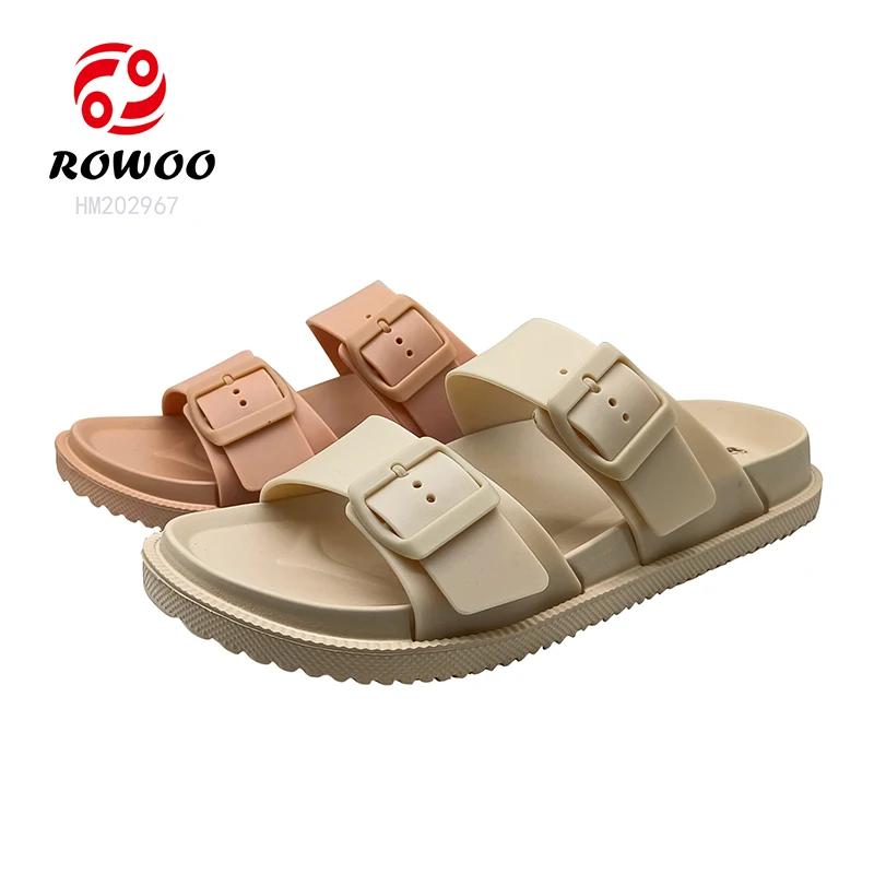 eva women new casual sandals double strap design trend slippers waterproof coating quick dry non-slip home outdoor sandals