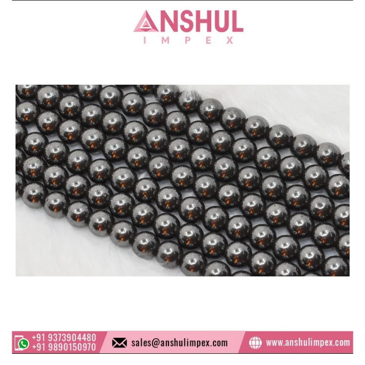 Competitive Price Best Quality Natural Pure Gemstone Loose Beads Hematite AAA 8mm Round Beads