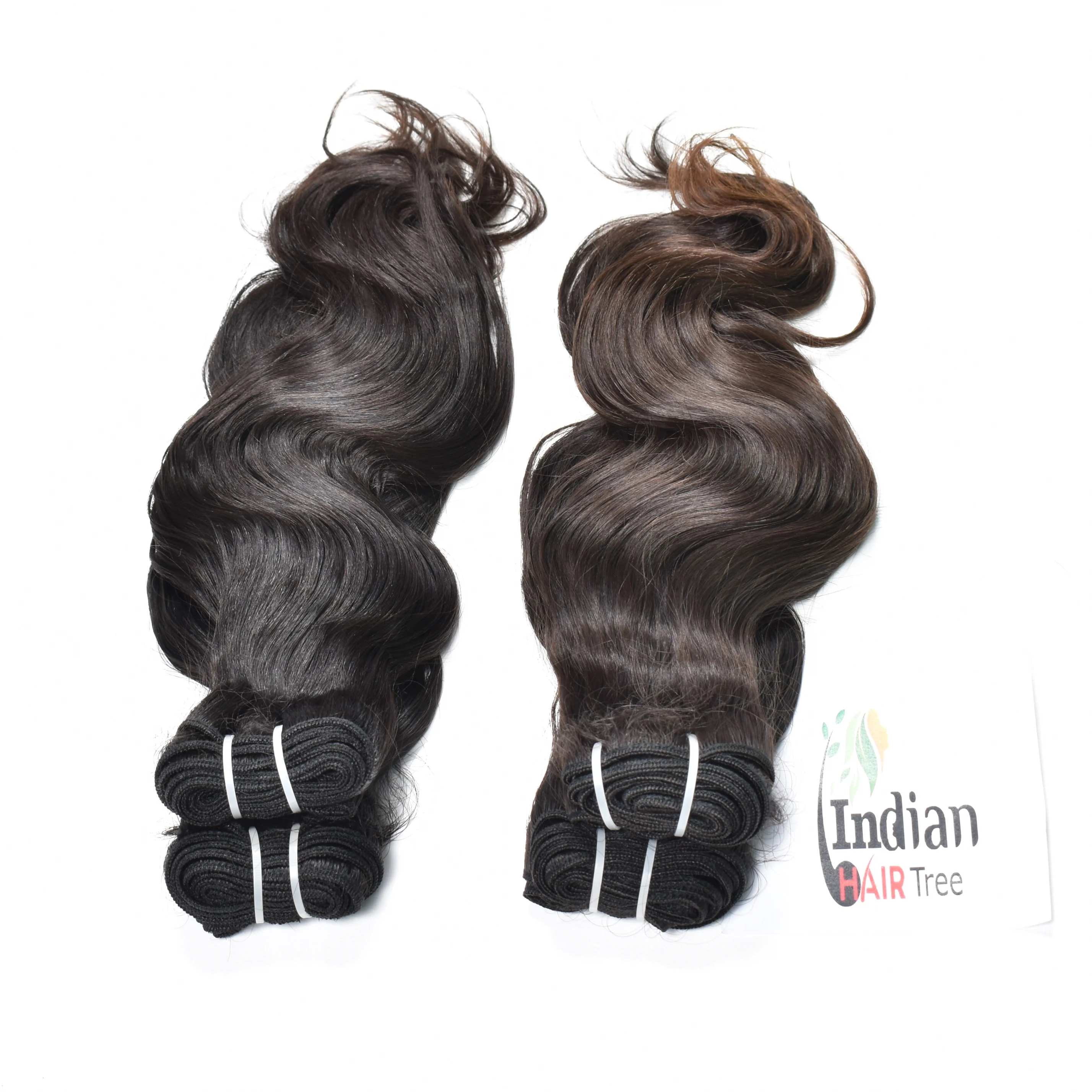 Best wholesale price and quality double drawn deep wave natural color black from Body wave Bundle human hair extensions