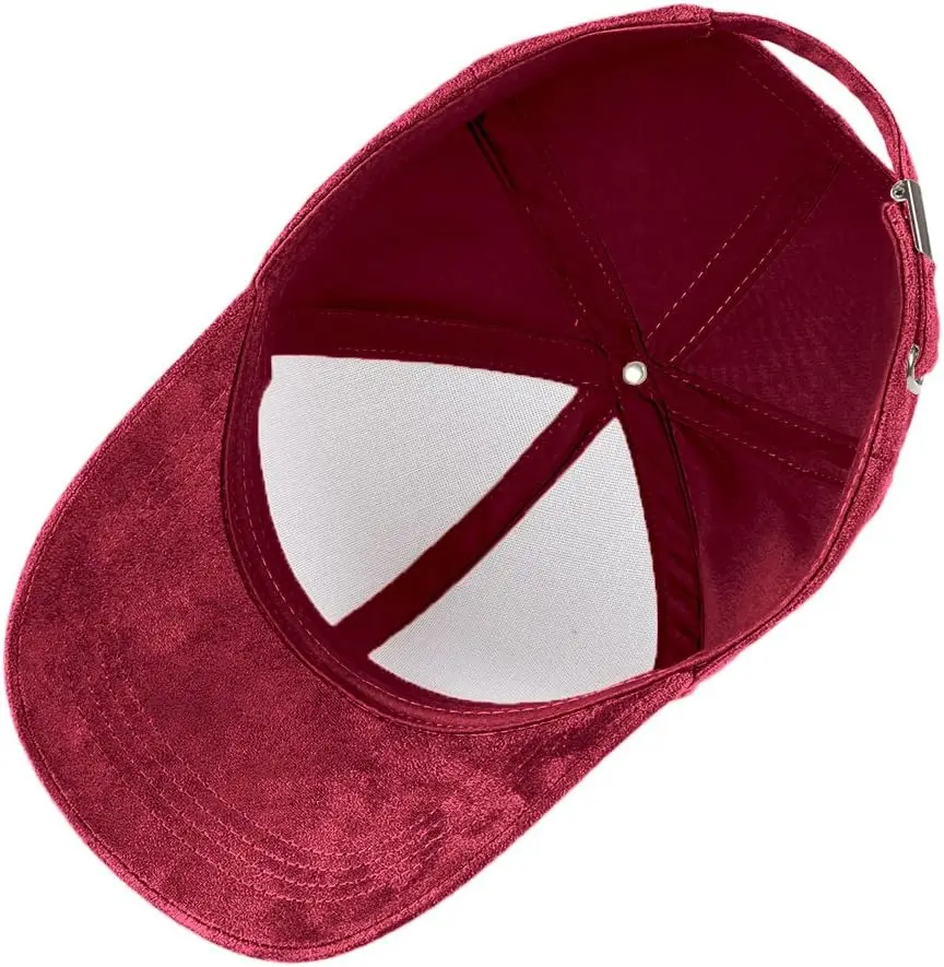Snapback Caps Faux Leather Suede Baseball Hats Men & Women Adjustable Casual Low Profile Dad Hat Men Wine