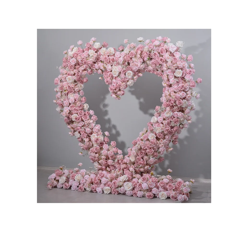 Pink Flower Arch 2*2M/2*2.4M Wedding Stage Background Decor for Home Party Wedding Decoration including Supporting Shelves