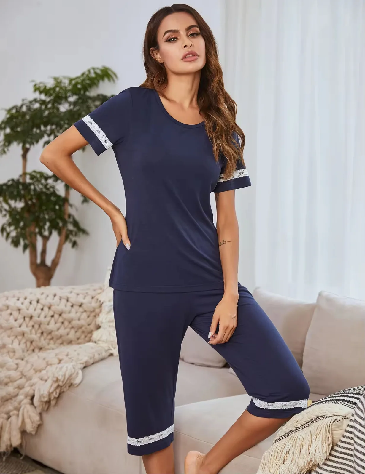 Adult 2Pieces Sleepwear Pajamas Woman Sleepwear And Loungewear Pajamas For Women Set