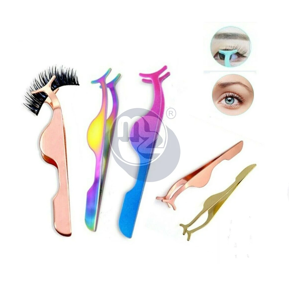 Eyelash Tweezers Applicator for False Lashes Fake Eyelashes in 5 colours Plastic Eyelash Tweezers