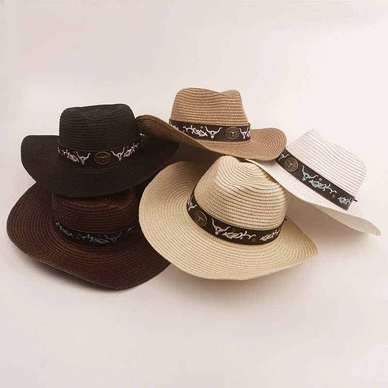 Hot Selling Western Style Genuine Leather Brown Cowboy Bush Hat Hats With Free Chin Strap Australian