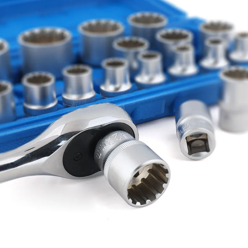High Quality Crv Material Matt Finish 19pc Hand Tools 1/2 Gear Lock Socket Set FOR PORSCHE VEHICLES