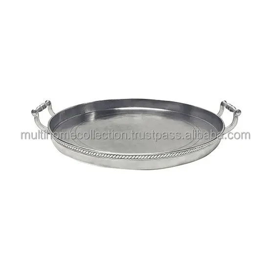 Kitchenware Hottest Selling Serving tray Top Quality Modern Nordic Metal Handmade Dish Juice trays Round Mirrored Serving Tray