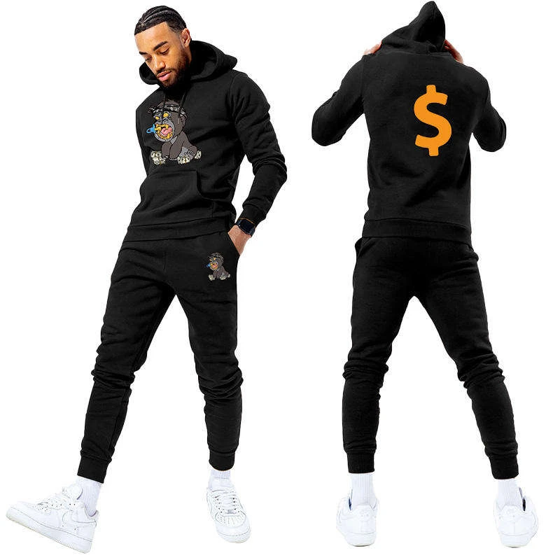 Custom Label Sweat Suits Streetwear Mens Sweatsuit Sweatpants And Hoodie Set Slim Fit Tracksuit  private label jogger sets
