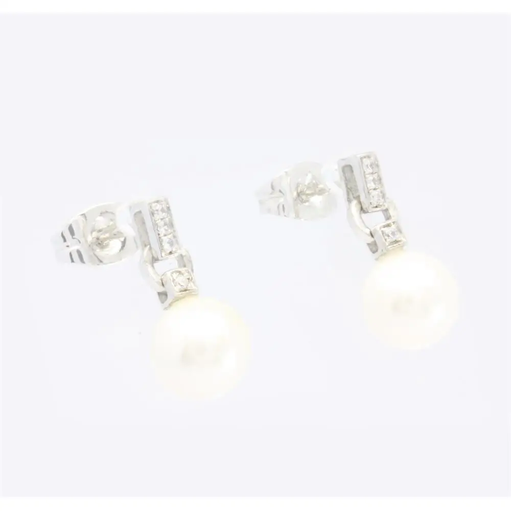 OEM ODM Luxury Dainty Latest design 18K 14K 9K White Gold Pendant Earrings Simple Gold Pearl Jewelry Set Wholesale