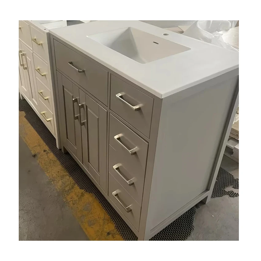 Good Sustainability Affordable Customizable White Color Bathroom Vanity Plywood Two Side Cabinets