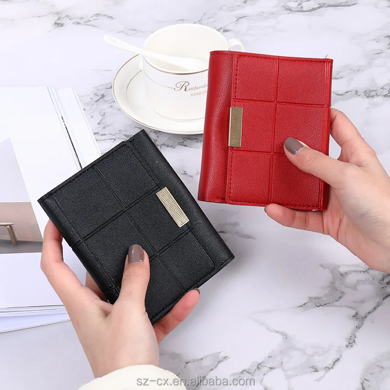 Casual fashionable women girl business leisure short wallet card holder pu leather mini coin purse multicard wallet
