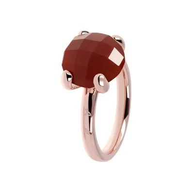 Exclusive Red Onyx Gemstone Rings in Round Shape with Polished Brass Setting Bold and Elegant Statement Jewelry Design Ring