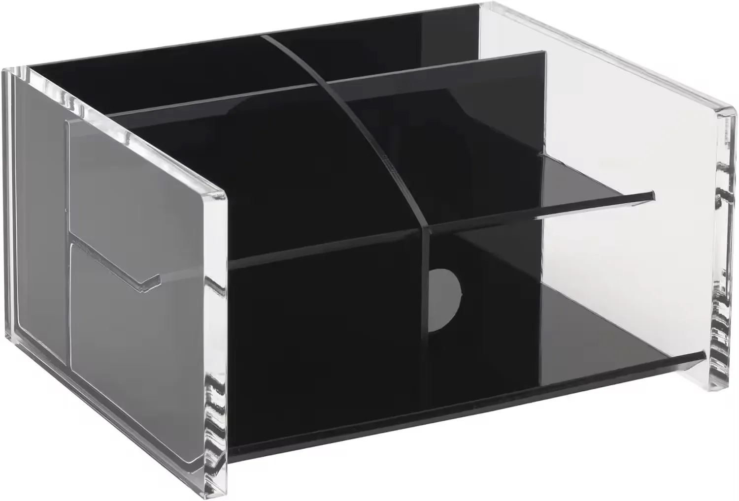 Elegant Black Acrylic Desk Organizer with Multiple Compartments for Paper and Pen Storage