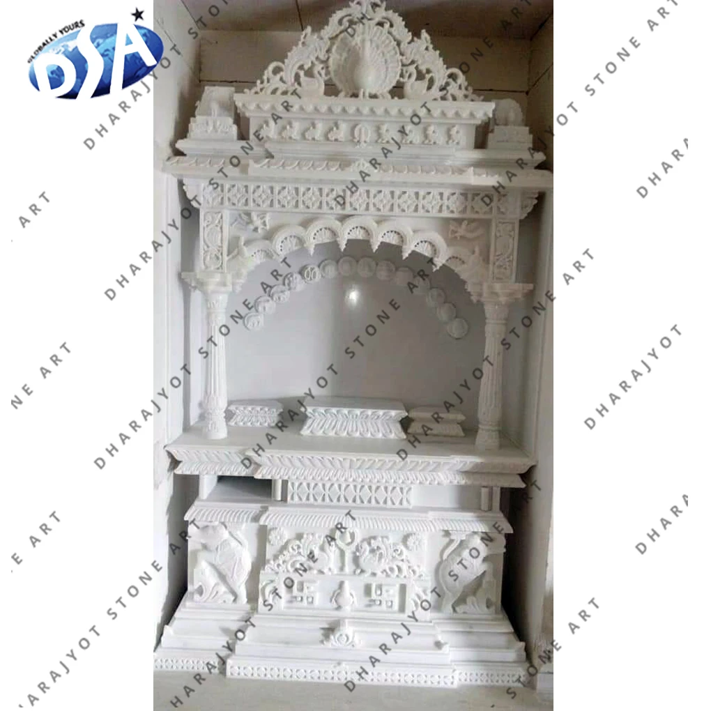White Marble Antique Design Temple And Mandir Hand Carved Customize Sizes Home Natural Polished