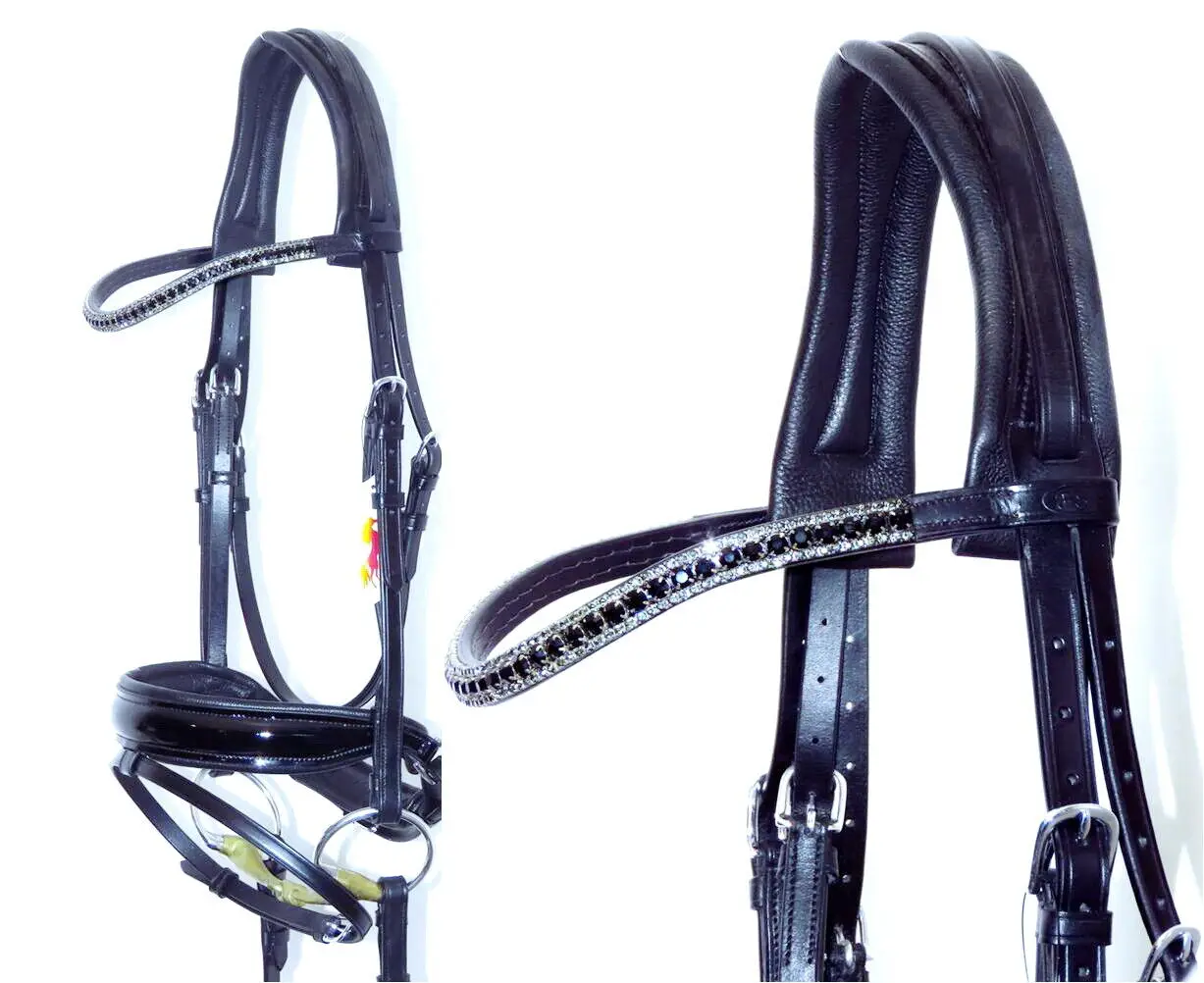 Anatomic Bridle Freeway Stellar AQUAMARINE BLUE Crystal Piping BLING Patent Hot Multi Color Genuine Leather Horse Bridle