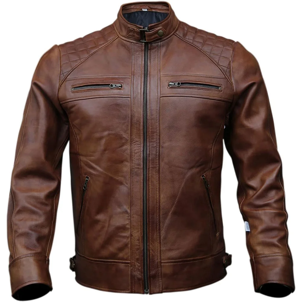 Wholesale Fashion High Quality Motorcycle Jacket For Men Manufacturer Custom Logo Men White Leather Jacket