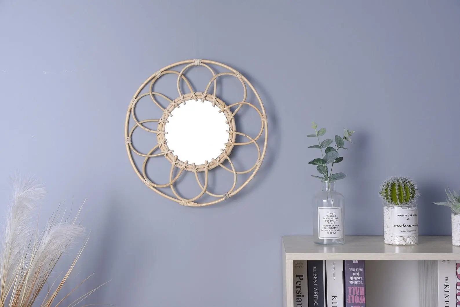 Wall mirror Unique Antique Wholesale Handmade Living Room Mirrors Wicker Cane Willow Rattan Mirror Interior Dresser