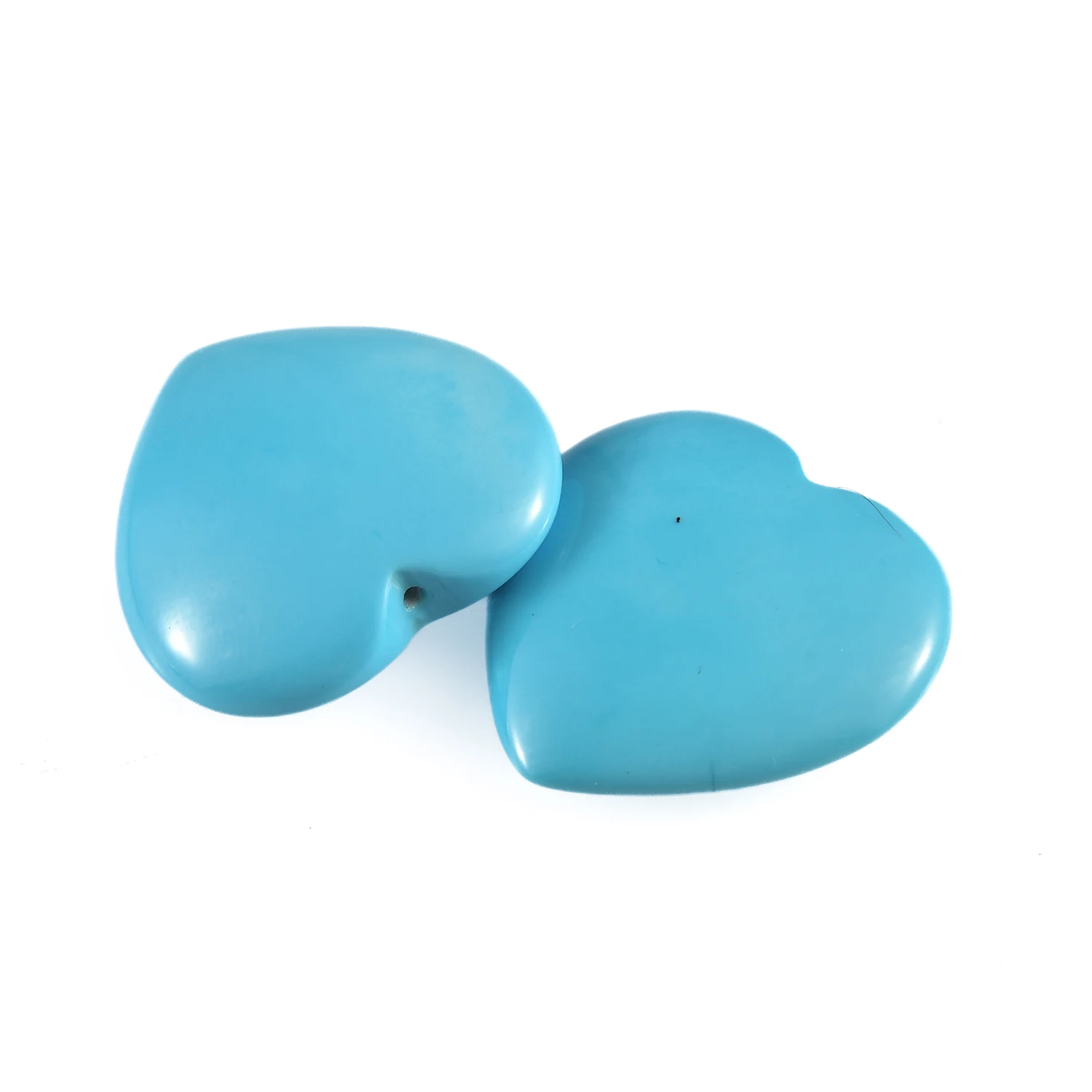 Natural Sleeping Beauty Turquoise 21mm Smooth Lentil Heart Top Half Drilled Arizona Turquoise Loose Gemstone at Wholesale Price