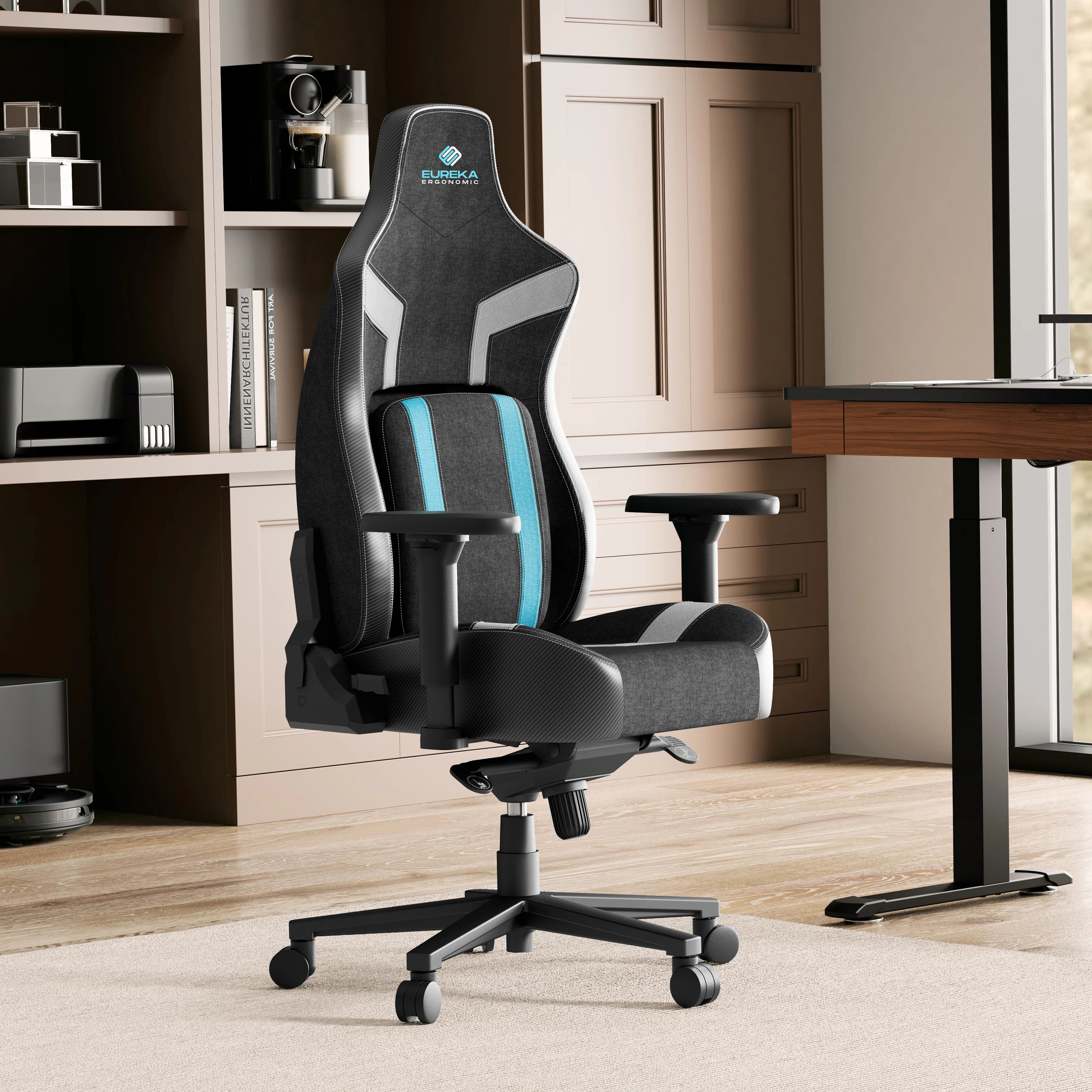 Gaming Chair, Home Office Chair with Built-in 4D Adjustable Lumbar Support, High Back Office Chair Thickened Cushion