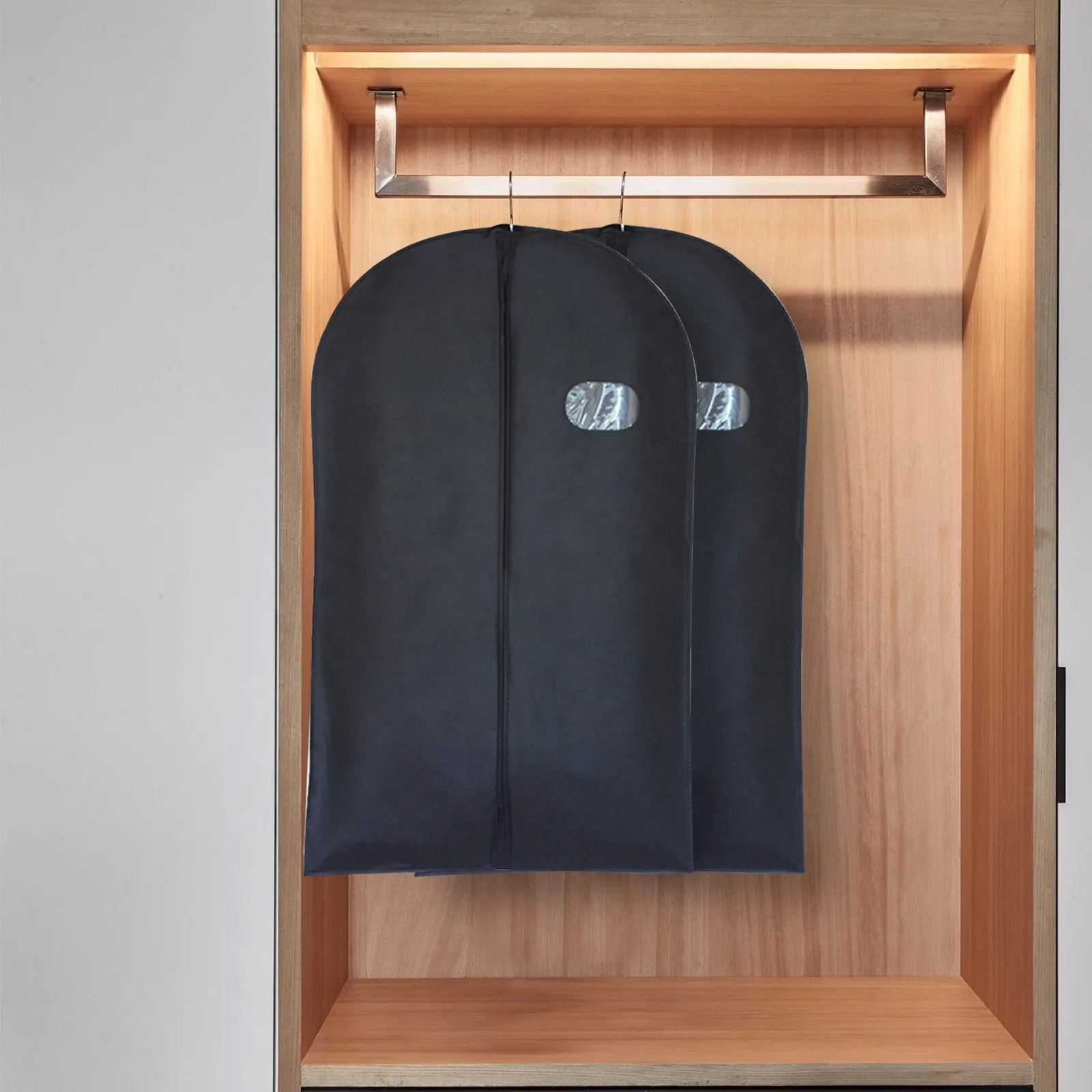 Wholesale custom  logo non woven breathable foldable suit cover garment bag with pvc window