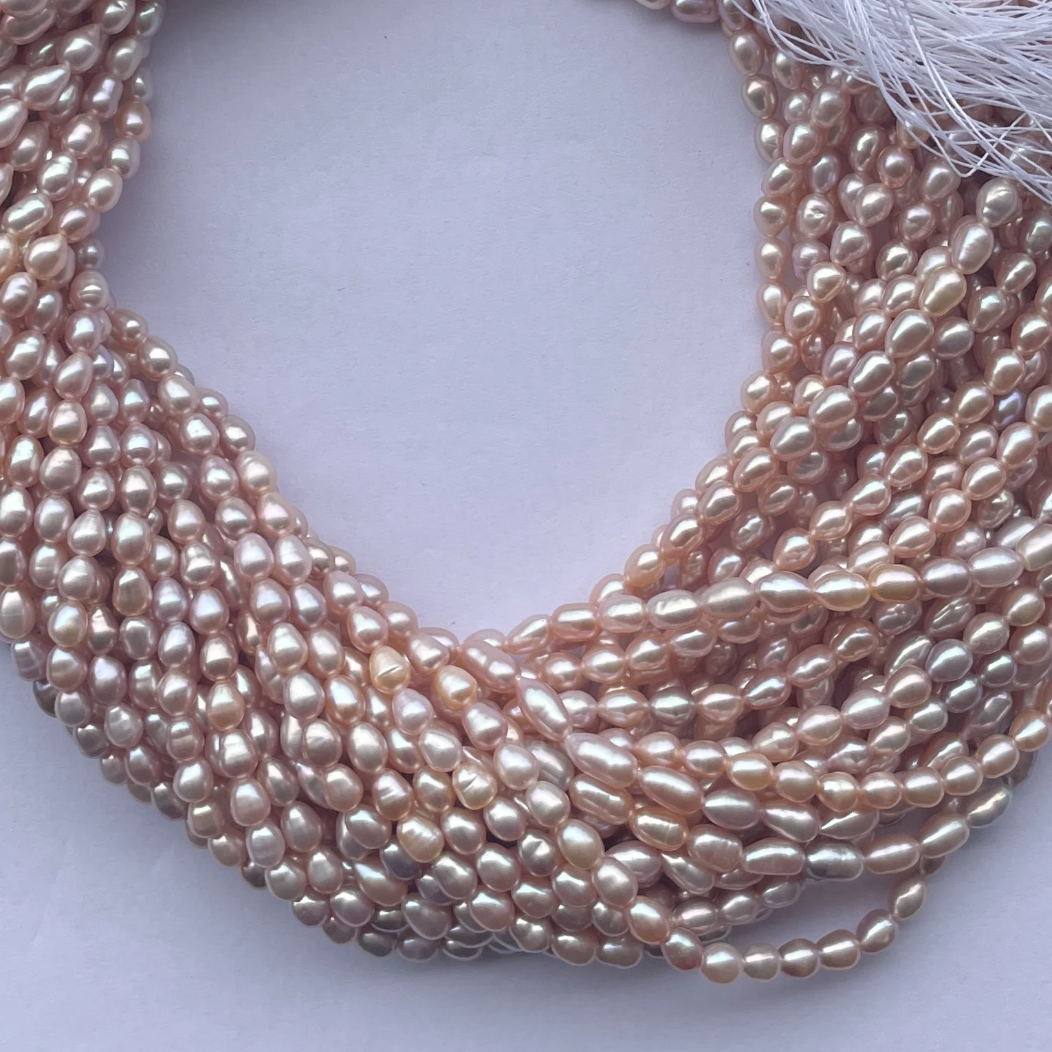 4mm 5mm Natural Rose Pink Color Freshwater Pearl Stone Rice Beads Strands Strings at Best Wholesale Factory Price Online Regular