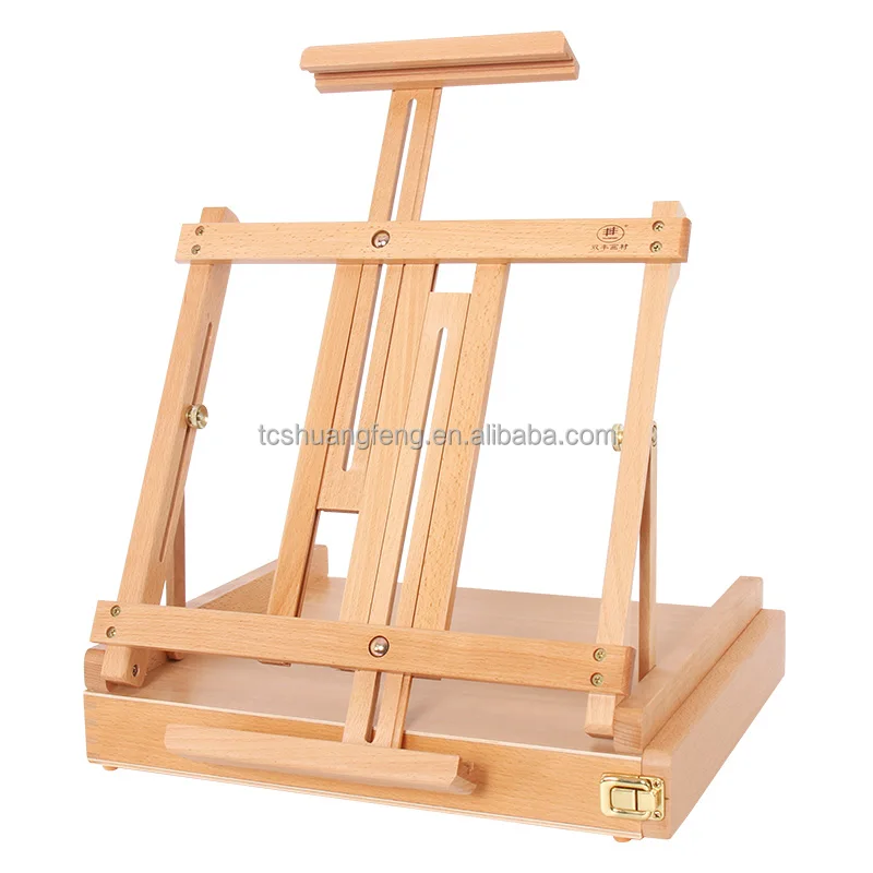 Table Easel & Sketch Box with  Drawer- Shuangfeng Oiled Beechwood Finish W05B