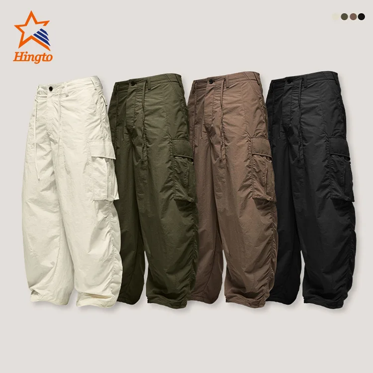 Wholesale Custom Three-dimensional pocket windbreaker pants Cargo Pants De Hombre Men Wide Leg Pants