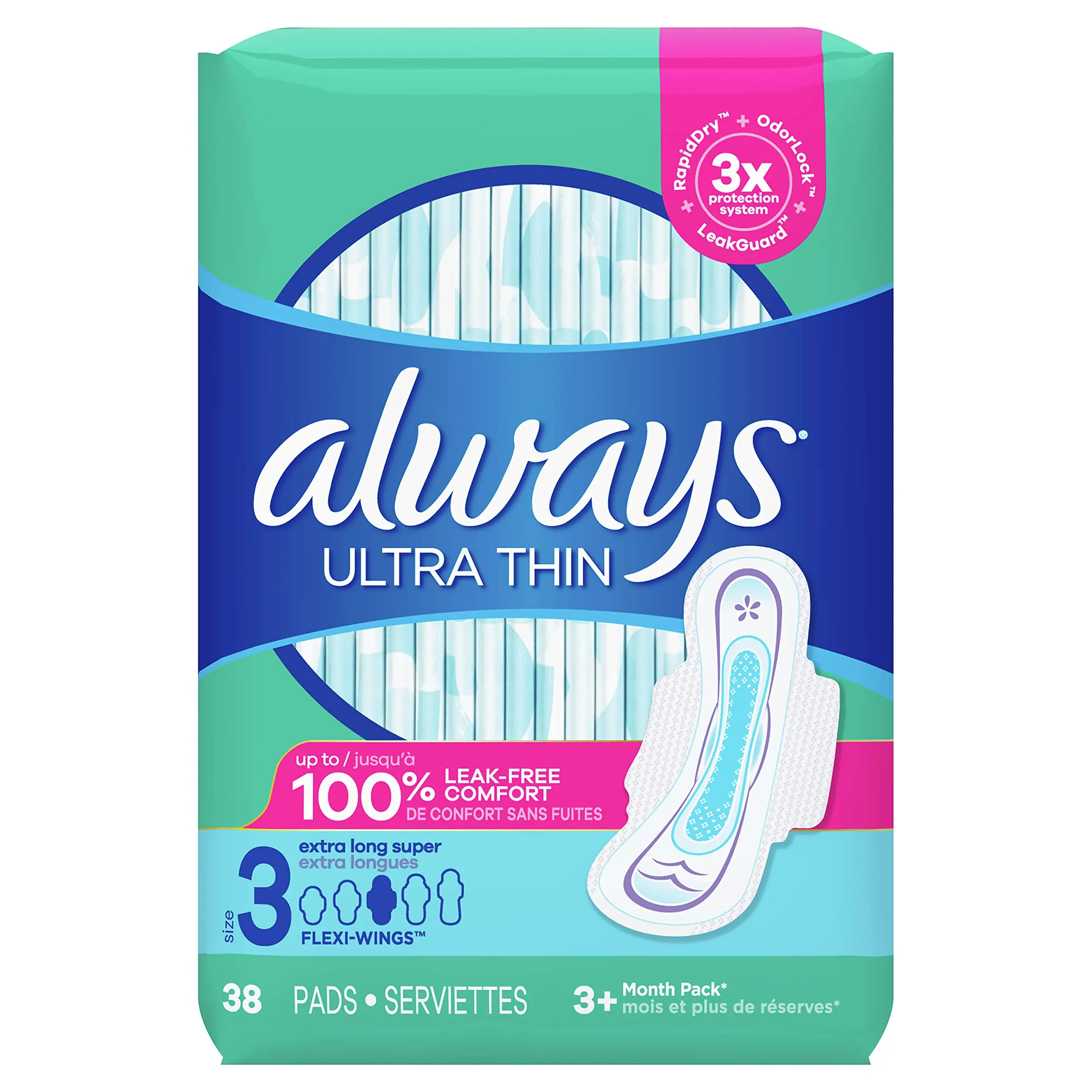Always Maxi Overnight Pads Without Wings, Size 4, Overnight, Unscented, 28 CT