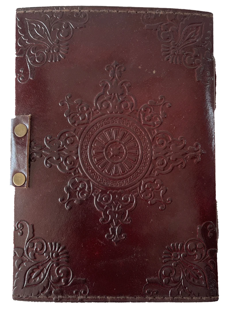 Handmade deckle edge paper mother of earth leather journal writing notebook tree of life antique embossed bound daily notepad
