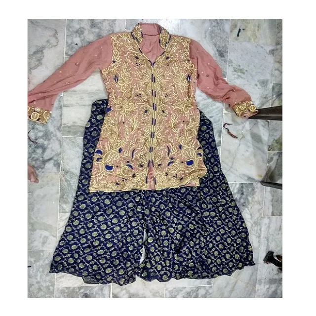 Designer Dress Material Sharara Garara Pakistani Designer Bridal Dresses Collection Sharara Suit With Long Kameez Style Casual