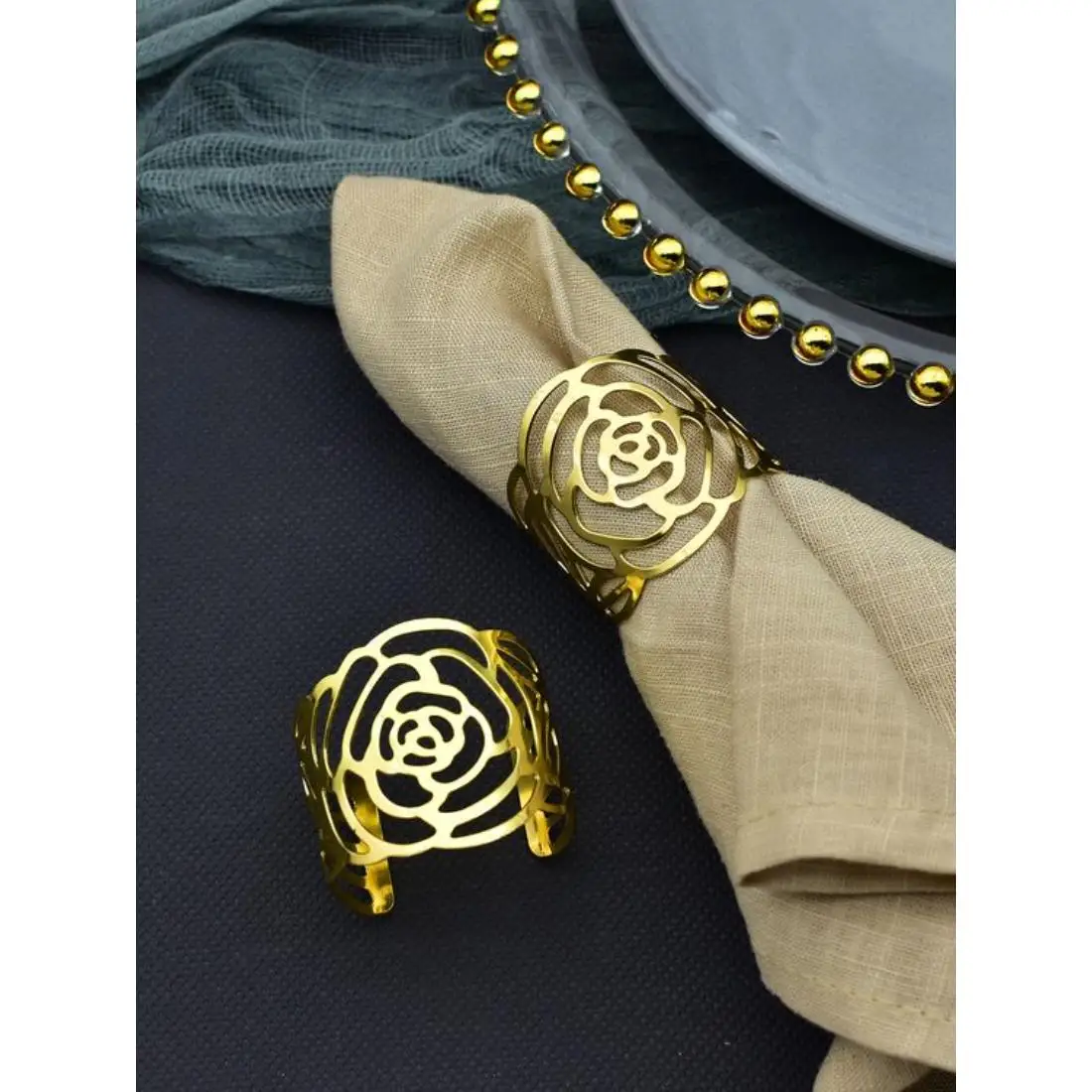 Buy Online metal napkin Ring Copper Tone Premium Grade Top Quality Reusable Cloth Tissues Holder Napkin Holder Private Logo